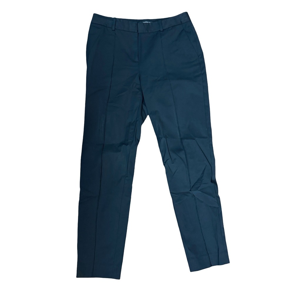 Lafayette 148 New York Womens Black Pintuck Slim Leg Ankle Pants 6 Office Coton